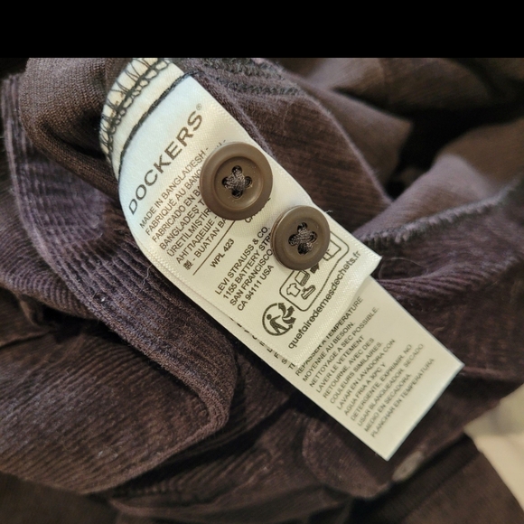 Dockers Corduroy Jumpsuit womens SZ M Black Utility Coverall button front - Picture 7 of 12